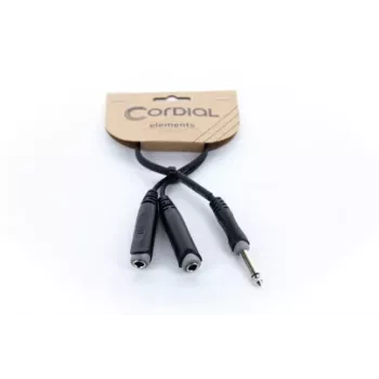 Cordial EY 0.3 PGG Y-adapterio kabelis 1x 6,3 mm mono jack kištukas į 2x 6,3 mm mono jack lizdus, 0,3 m, juodas, 14884