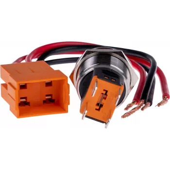 JOY-IT BUTTON22C-M-RD Momentinis mygtukas 250V AC 15A SPST NO IP67 IK10 raudonas