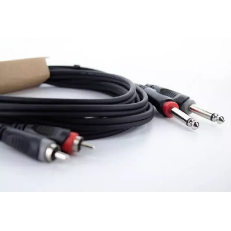 Cordial 14839 6,3mm mono jack į RCA audio kabelis, 1m, juodas