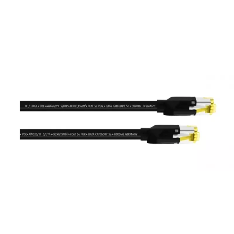Cordial 15541 CAT 5e S/UTP tinklo kabelis, RJ45, 20 m, juodas, PUR apvalkalas