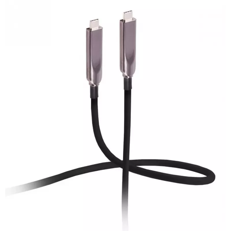 Flexline USB-C hibridinis aktyvus optinis kabelis 12,5 m 8K 60Hz 10Gbps 60W PD TPU juodas FL31-44211