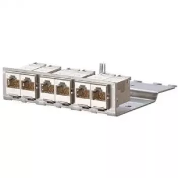 METZCONNECT BTR E-DATmodul 6x88 1U CAT6 patch panelis su 6 ekranuotais RJ45 moduliais, integruotu kabelių tvarkymu ir įtempimo mažinimu 130922-03-E