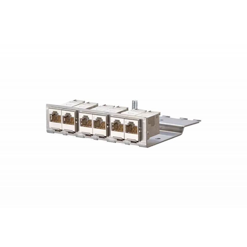 METZCONNECT BTR E-DATmodul 6x88 1U CAT6 patch panelis su 6 ekranuotais RJ45 moduliais, integruotu kabelių tvarkymu ir įtempimo mažinimu 130922-03-E
