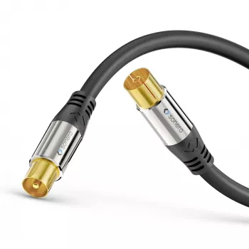 PURELINK Sonero antenos kabelis 2m S-AC000-020 Premium, koaksialinis vyriškas į moterišką, 75 Ohm, dvigubai ekranuotas, baltas