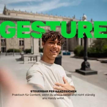 GREEN MNKY GM TrackMotion Gimbal Z.SH.1 - išmanusis telefonų stabilizatorius su AI veido ir objekto sekimu, 360° pasukimas, gestų valdymas, USB-C, juodas
