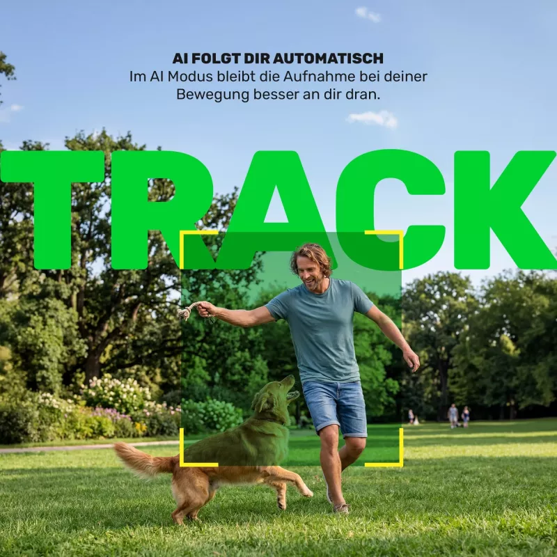 GREEN MNKY GM TrackMotion Gimbal Z.SH.1 - išmanusis telefonų stabilizatorius su AI veido ir objekto sekimu, 360° pasukimas, gestų valdymas, USB-C, juodas