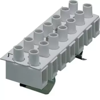 Hager K53 7 polių valdymo linijos gnybtų blokas, varžtinis sujungimas, DIN bėgelio montavimas, 250V, 24A, pilkas
