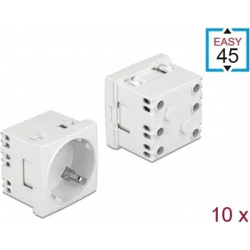 Delock Easy 45 Type F kištukinis lizdas su apsaugine sklende, baltas RAL 9003, 16 A, 250 V, 10 vnt. 81324