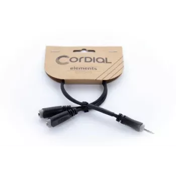 Cordial 14883 3,5 mm stereo Y-adapterio kabelis, 1x jack tėvas į 2x jack motiną, 0,3 m, juodas