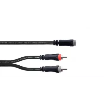 Cordial 14889 Audio Y-Adapter Cable 3,5 mm stereo jack female to 2x RCA female 0,3 m Black PVC Twin Cable