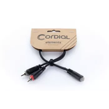 Cordial 14889 Audio Y-Adapter Cable 3,5 mm stereo jack female to 2x RCA female 0,3 m Black PVC Twin Cable