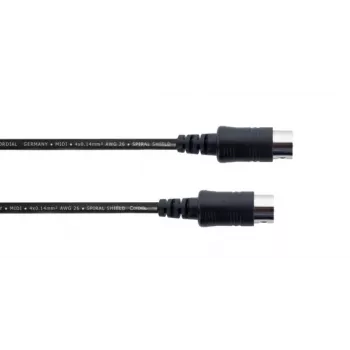 Cordial MIDI sujungimo kabelis 1 m, 5-pin DIN male to male, juodas (14894)