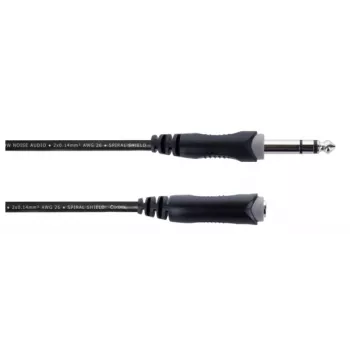 Cordial 14826 6,3 mm stereo jack prailginimo kabelis, 10 m, juodas