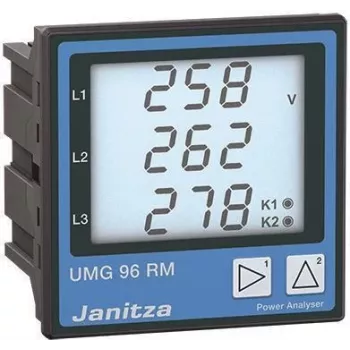Janitza UMG 96RM-E universalus matavimo prietaisas / elektros energijos kokybės analizatorius, 90-277V AC/DC, skydinis 96x96mm, RS485 Modbus RTU 5222062