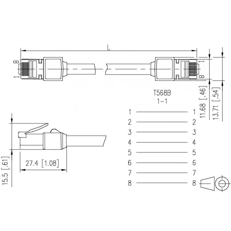 METZ CONNECT 13084U1500-E Cat.6 Ultraflex500 VoIP komutacinis kabelis RJ45 male to RJ45 male, AWG 26/7, PUR, juodas, 1,5 m