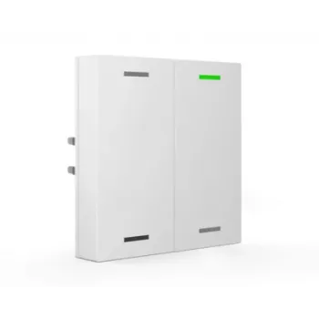 MDT BE-TAL63T2.01 KNX jutiklinis mygtukas su šviesos indikacija Light 63, 2 kanalų, RGBW, temperatūros jutiklis, blizgus studijos baltas