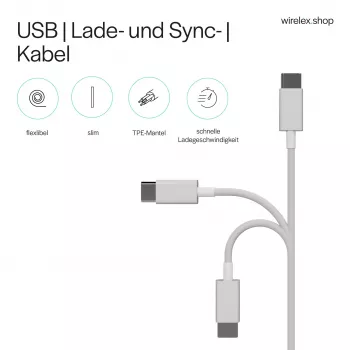 Flexline USB įkrovimo ir duomenų perdavimo kabelis, USB-A į USB-C, 2.0, ABS, baltas, 0,5 m (FL31-13040)
