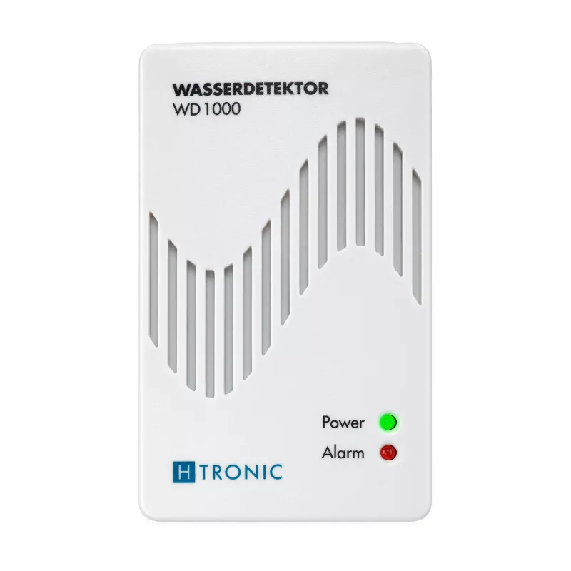 H-Tronic 1114720 Vandens nuotėkio detektorius su išoriniu jutikliu, kištukinis, 230V AC, garsinis aliarmas 85 dB, relės išėjimas, 2 m jutiklio kabelis