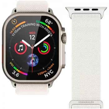 VONMÄHLEN Classic Nylon Loop apyrankė Apple Watch 40/41/42mm, kreminės spalvos