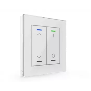 MDT BE-GTL2TW.C1 Glass Push Button II Light 2-jų kanalų RGBW stiklinis mygtukas su temperatūros jutikliu, baltas, KNX