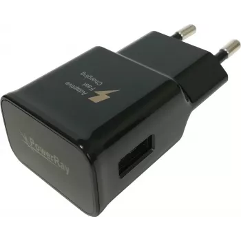 PowerRay PR-TA20EBE EU 2 kontaktų USB sieninis įkroviklis, 5V/2A, juodas, didmeninė pakuotė
