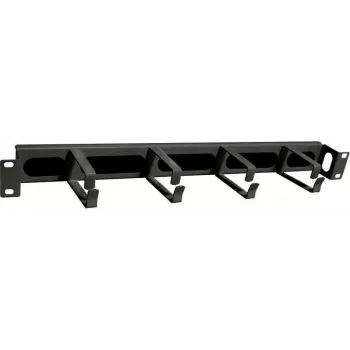 IT-BUDGET 19 inch 1U praėjimų tvarkymo skydas su šepetėlio juosta ir 4 galiniais metaliniais laikikliais - juodas (90ITBKDFPMBV1HES)