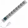Liebernetz 19 inch 1U stovo maitinimo blokas su skaitikliu, 8x Schuko CEE 7/3 lizdai, C14 įėjimas, 3 m kabelis, šviesiai pilkas (90LNSDL20SC083)