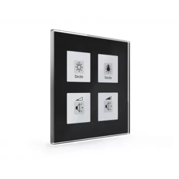 MDT BE-GT04S.01 Glass Push Button Plus 4-jų mygtukų juodas stiklinis KNX valdymo pultas