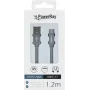 PowerRay PR-DCUC120TGY USB-A į USB-C 1,2 m tekstilinis pintas duomenų kabelis, pilkas, greitas įkrovimas ir 5 Gbps duomenų sinchronizavimas