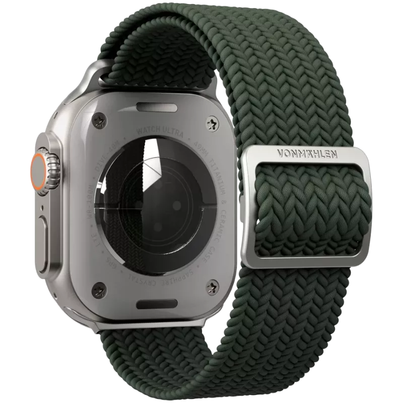 VONMÄHLEN austas nyloninis apyrankė Apple Watch 40/41/42mm, alyvuogių spalvos