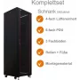 IT-BUDGET 19 inch serverių spintelė SRK pilnas komplektas 42U 600x600mm stiklo/plieno durelės, 4 aktyvūs ventiliatoriai, PDU, lentynos, išardoma, juoda 90ITB19SRK4266GS