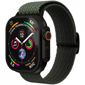 VONMÄHLEN Woven Loop apyrankė Apple Watch 40/41/42mm, Olive Black