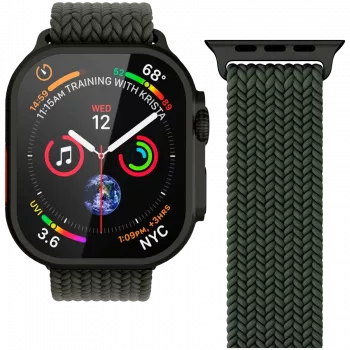 VONMÄHLEN Woven Loop apyrankė Apple Watch 40/41/42mm, Olive Black