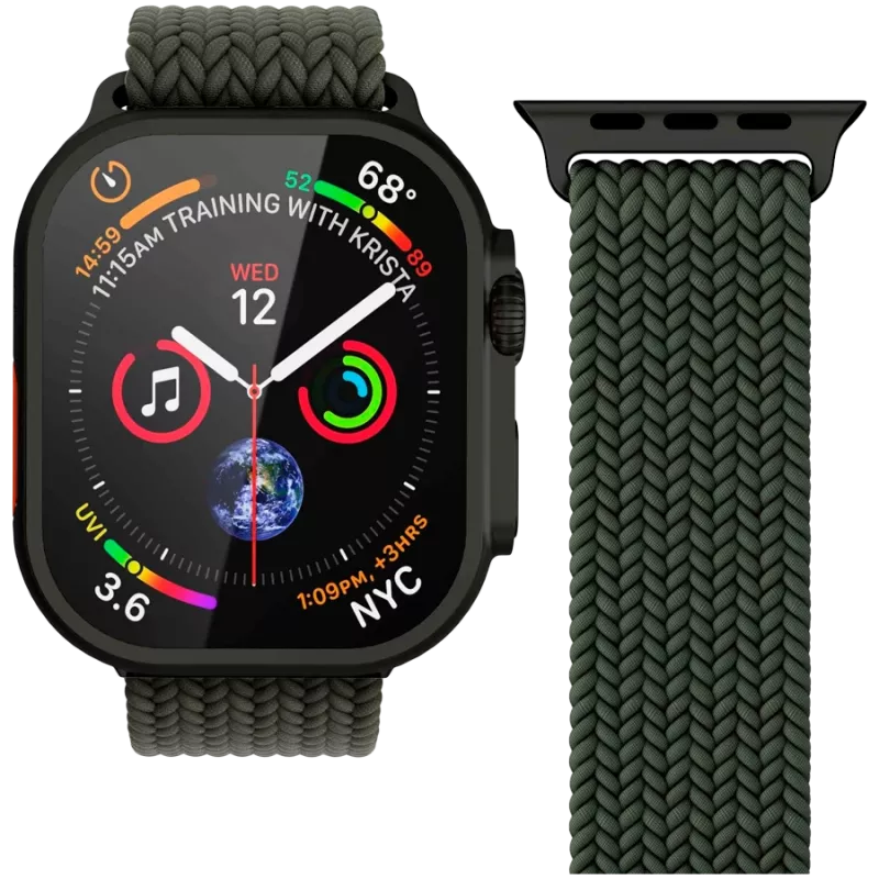VONMÄHLEN Woven Loop apyrankė Apple Watch 40/41/42mm, Olive Black