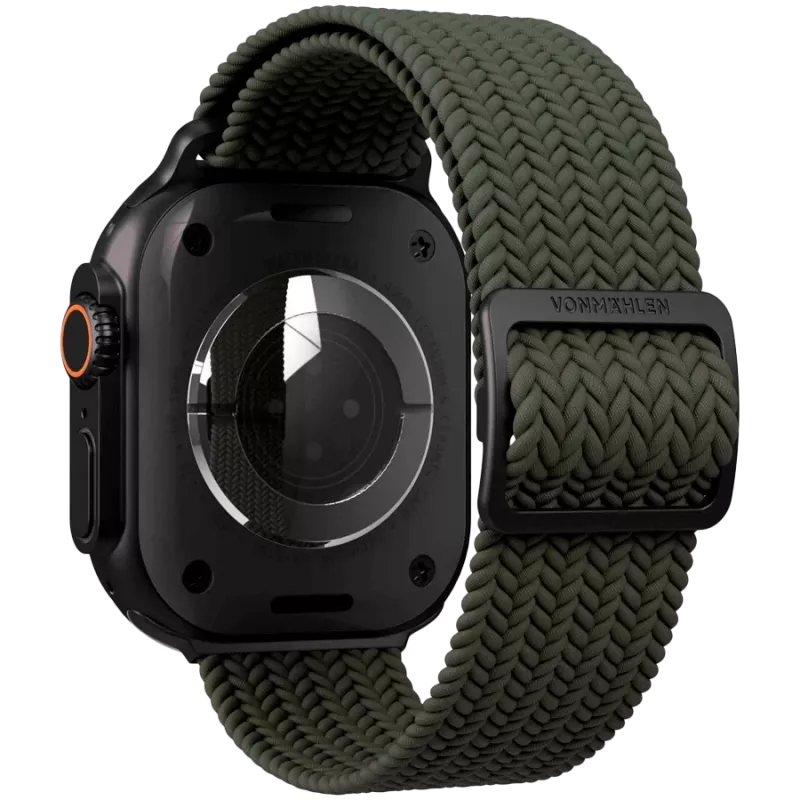 VONMÄHLEN Woven Loop apyrankė Apple Watch 40/41/42mm, Olive Black