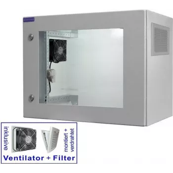 RESISTER PRO Aktiv 19 colių tinklo spintelė, IP54/55, stiklinės durelės, 9U, 600x400 mm, šviesiai pilka 99RRA19WV94GG