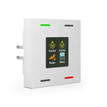 MDT BE-TAS63T4.01 KNX Smart 63 stiklinis mygtukų skydelis su 4 mygtukais, spalvotu ekranu ir temperatūros jutikliu, studio baltos spalvos blizgus