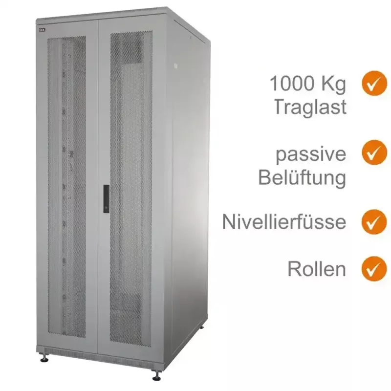 IT-BUDGET 19 inch serverinė spinta SRK 42U 800x1000 mm perforuotomis dvigubomis durimis, šviesiai pilka 90ITB19SRK42810DTGN
