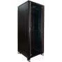 IT-BUDGET 19 inch serverio spintos SRK 42U 800x1000 mm stiklinėmis/vientisomis durelėmis, kabelių kanalai, išardoma, juoda