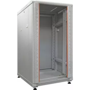 IT-BUDGET 19 inch tinklo spintelė SRK - 18U - 600x600 mm - stiklinės/plieninės durys - surinkta - šviesiai pilka 99ITB19SRK1866GGNM