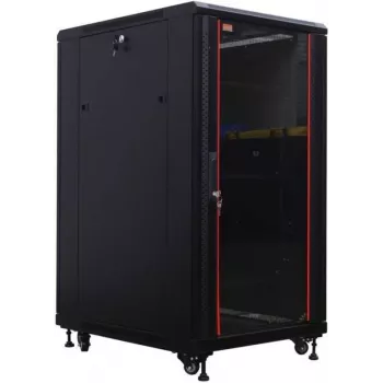 IT-BUDGET 19 inch Tinklo spintelė SRK - 22U - 600x800 mm - Stiklinės priekinės durys / Plieninės galinės durys - Surinkta - Juoda (99ITB19SRK2268GSNM)