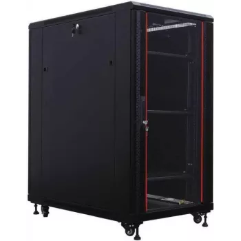 IT-BUDGET 19 colių serverių stelažas SRK - 27U - 800x1000 mm - stiklo/plieno durelės - kabelių kanalai - išardytas - juodas 90ITB19SRK27810GSN