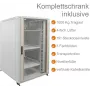 IT-BUDGET 19 inch serverio spintos SRK komplektas - 27U - 800x1000 mm - stiklo/plieno durelės - 4 aktyvūs ventiliatoriai - PDU - lentynos - išardomas - šviesiai pilka 90ITB19SRK27810GG