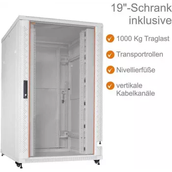 IT-BUDGET 19 inch Server Rack SRK - 27U - 800x1000 mm - Stiklinės/Plieninės Durys - Kabelių kanalai - Surinktas - Šviesiai pilkas (99ITB19SRK27810GGNM)
