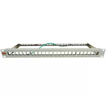 IT-BUDGET 19 inch 24 prievadų Keystone patch panelis, 1U, be modulių, šviesiai pilkas 90ITBMT24PORTG