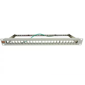 IT-BUDGET 19 inch 24 prievadų Keystone patch panelis, 1U, be modulių, šviesiai pilkas 90ITBMT24PORTG