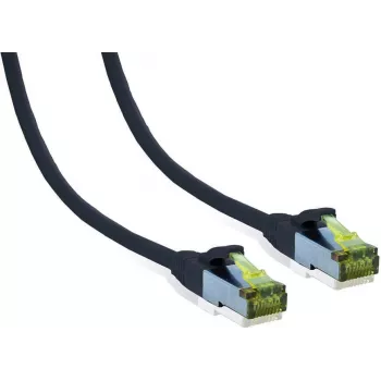 IT-BUDGET Vollkupfer Premium tinklo kabelis Cat.6A su Cat.7 kabeliu, 600 MHz, be halogenų, PoE+, 10 Gbit, juodas, 3 m 90ITB6A7PK3S
