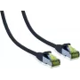 IT-BUDGET Vollkupfer Premium tinklo kabelis Cat.6A su Cat.7 kabeliu, 600 MHz, be halogenų, PoE+, 10 Gbit, juodas, 3 m 90ITB6A7PK3S