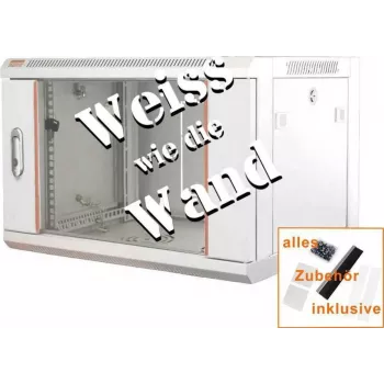 IT-BUDGET 19 inch Tinklo spintelė SWA - 4U - WxD 570x450 mm - Stiklinės durelės - Nuimami šonai - Sieninis ir grindinis montavimas - Priedų rinkinys - Grynai balta (90ITB19WS4645GW)