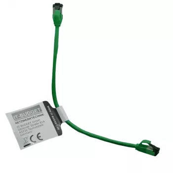 IT-BUDGET Cat.8.1 plonas tinklo kabelis (patch), S/FTP, 40 Gbps, 2000 MHz, žalias, 0,15 m 90ITBSLIM81PK015GR
